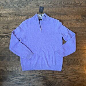 Naadam Cashmere Quarter Zip Pullover w/Contrast Collar